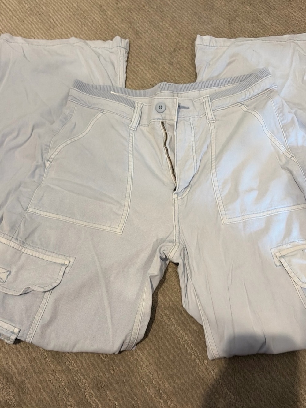 Womens Pale Blue Cargo Pants - Casual Utility Style